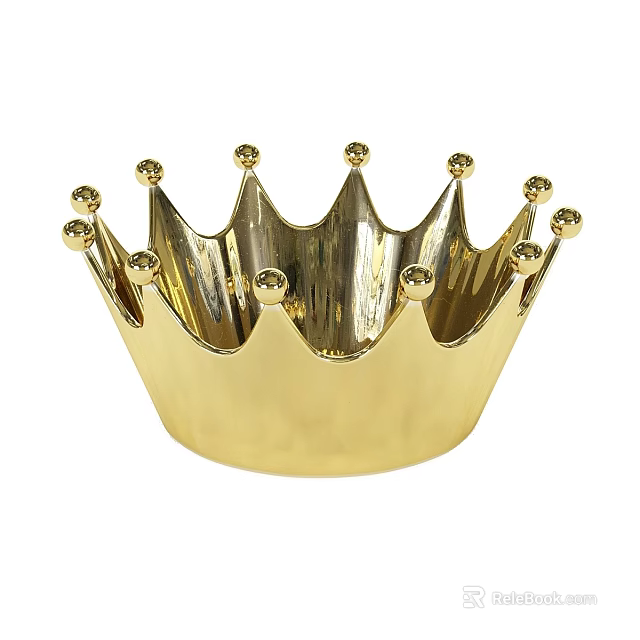 Stylish Golden Crown Shaped Ceramic Wall Decor For Home Interior Design 3d model 