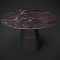 Modern Round Dining Table Featuring Dark Marble Tabletop And Metal Base Design 3d model