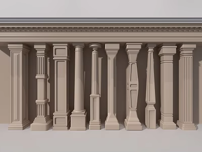 Various Classical Column Designs With Intricate Carvings And Architectural Styles 3d model