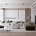 Modern Living Dining Room Interior With Sofa Coffee Table Green Plant And Wooden Elements