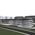 Modern Architectural Complex With Green Roof And Curved Design Features