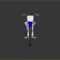 Blue And White Motocross Motorcycle With Large Tires Sporty Design And Reflective Surface