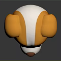 Cute Orange And White Cartoon Dog 3D Model With Big Ears Standing Pose