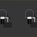Two Traffic Lights With Black Body Red White Striped Poles Two Units One Showing Green Light