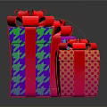 Colorful Gift Boxes With Red Bows And Star Geometric Patterns For Daily Use 3d model