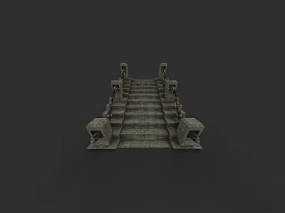 Stone Staircase With Decorative Railings And Symmetrical Architectural Design 3d model