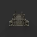 Stone Staircase With Decorative Railings And Symmetrical Architectural Design