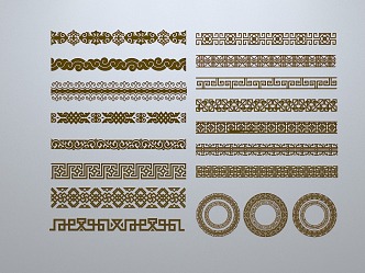 Chinese-style window grilles line silhouette pane window sill border engraved window edge strip construction 3d model