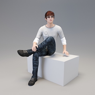 The modern man who sits 3d model