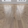 Natural Wooden Flooring Design Featuring Herringbone Pattern And Central Straight Planks 3d model