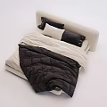Modern Double Bed With White Headboard Black And White Pillows And Soft Quilt
