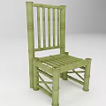 Green Bamboo Leisure Chair With Slat Back And Hand Tied Construction