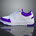 White and Purple Casual Sneakers With Modern Design Rainbow Accent Lace Up Shoes