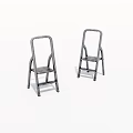 Two Metal Step Ladders With Foldable Design And Gray Frame Structure 3d model