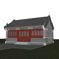Ancient Chinese Building Featuring Black Tiled Roof Red Doors Gray Brick Walls And Stone Steps