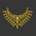 Elegant Gold Necklace with Intricate Filigree Design and Central Gemstone Accent
