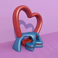 Interactive Area Featuring Red Heart Shaped Structure And Blue Base On Purple Background