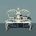 Green Cast Iron Public Bench With Ornate Curved Patterns And Classic Design