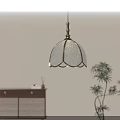 Vintage Pendant Light With Textured Glass Shade And Brass Frame For Interior Lighting