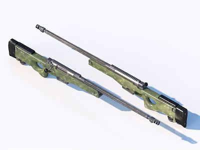 High Precision Green Camouflage Sniper Rifles With Long Barrels And Metal Stocks 3d model