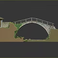 Miniature Stone Arch Bridge Model With Ivy Covered Structure And Stream Pavilion 3d model