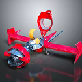 Red Mechanical Toy Model With Wings Yellow Components And Metallic Structure 3d model