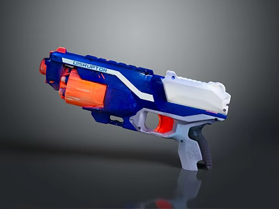 NERF Toy Gun Blaster In Blue White Orange Colors With Modern Design And Grip 3d model