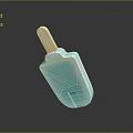 Refreshing Teal Ice Cream Bar With Wooden Stick And Glossy Surface