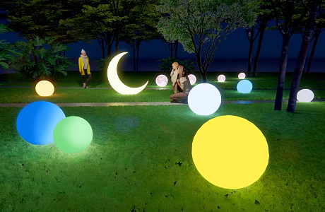 Color ball lamp moon lamp planet artwork landscape lamp ground lamp atmosphere lamp moon decoration landscape sketch 3d model