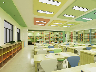 modern classroom school painting classroom leisure area reading area reading room model