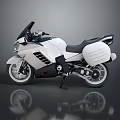 White Sport Touring Motorcycle Featuring Sleek Design Black Handlebars And Side Panniers