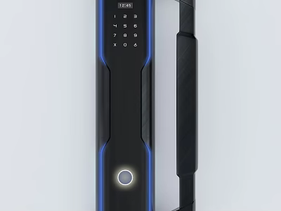 Smart Door Handle With Digital Keypad Fingerprint Recognition Blue Light And Modern Security Features 3d model