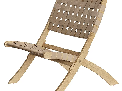 Natural Solid Wood Woven Strap Folding Outdoor Leisure Chair For Patio And Garden Daily Enjoyment 3d model
