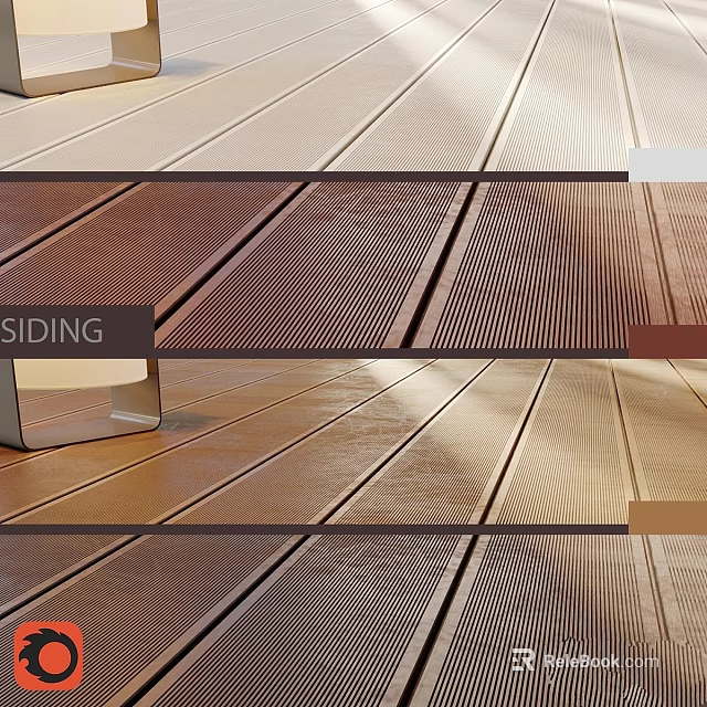 Premium Siding Components With Wooden Metal Panels And Textured Patterns 3d model 