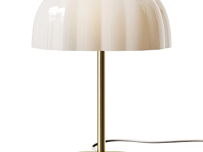 Modern Table Lamp With White Pleated Lampshade And Gold Metal Stand 3d model