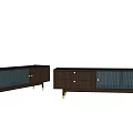 Modern Wooden TV Stand with Drawers Glass Doors and Storage Space