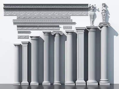 Classic Roman Columns With Fluted Shafts And Decorative Capitals For Architectural Design 3d model
