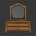 Classic Wooden Vanity Design With Carved Arched Mirror And Two Drawers