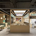 Modern Restaurant Interior With Wooden Partition Booth Seating And Order Counter