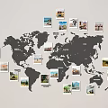 World Map Decorated With Pinned Travel Photos And Scenery