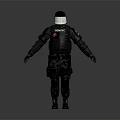 Game Movie Character In Black Tactical Gear With Helmet And Chest Emblem Design