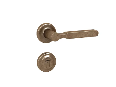 Modern Brass Door Handle With Lock Cylinder For Home Interior Design 3d model