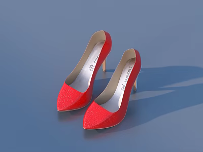 Elegant Red Glittery High Heels With Stiletto Heels And Pointed Toe 3d model