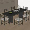 Modern Dining Table and Chair Combination Dining Chair Single Chair Dining Table 3d model