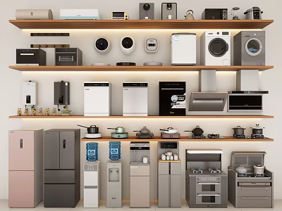 Household Appliances Combination Kitchen Appliances Combination Home Appliances Combination Air Conditioner Washing Machine Induction Cooker Water Heater Sweeping Robot Water Dispenser Refrigerator 3d model