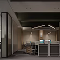 Modern Public Office Area Interior With Partitioned Workstations Office Chairs And Pendant Lights