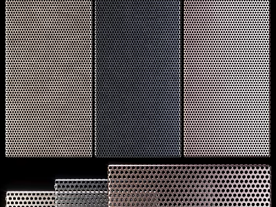 Various Perforated Metal Sheets With Different Hole Patterns And Color Finishes 3d model