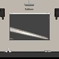 Projection Monitoring System For Home Living Room With Screen And Audio Speakers Setup