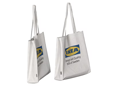 IKEA White Tote Bags For Daily Use With Sustainable Simple Design 3d model