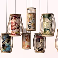 Japanese-style lantern bamboo lantern 3d model